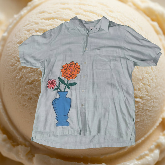 Linen Bouquet Button-up Shirt XL