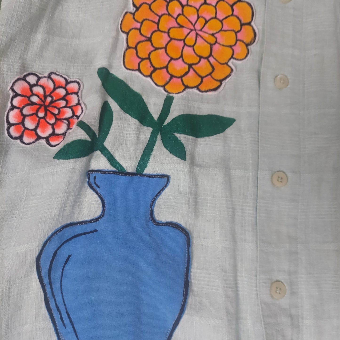 Linen Bouquet Button-up Shirt XL