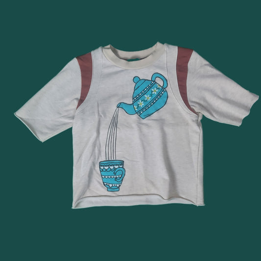 Serving Tea Short Sleeve Sweatshirt Small-Medium