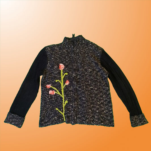 Flower Felt knit sweater small-medium